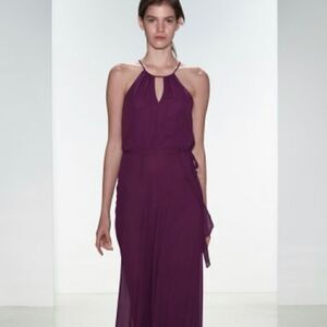 Nouvelle Amsale Grape Purple Halter Neck Style N328 Sz M